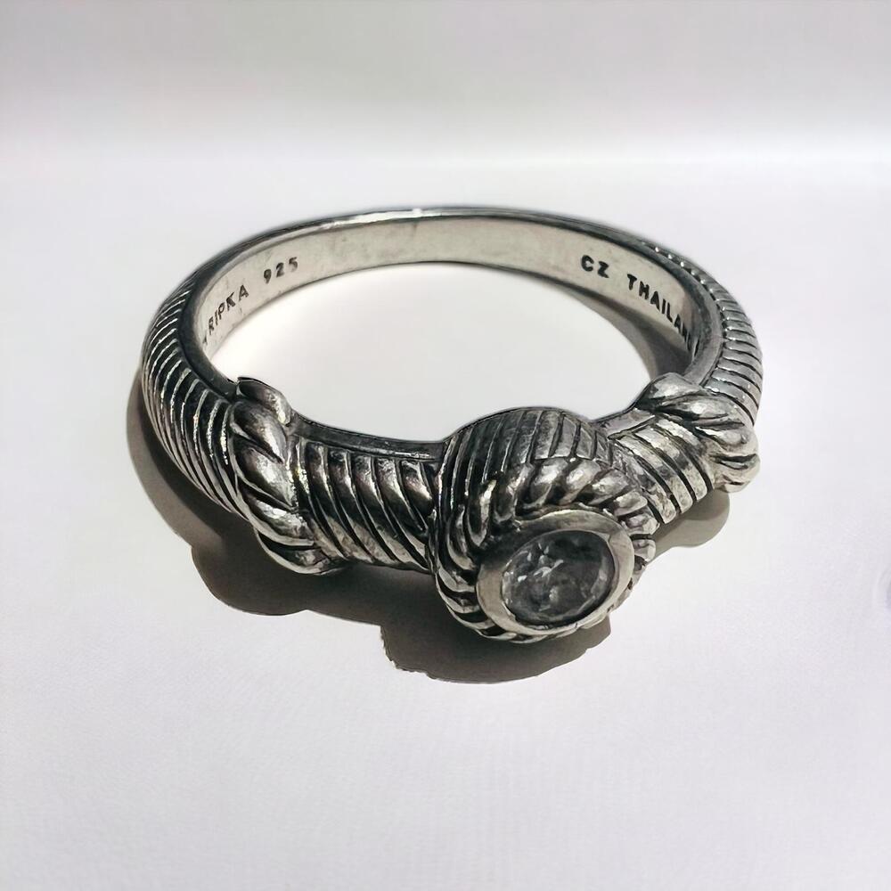 Judith Ripka Sterling silver 925 CZ solitaire Vintage ring Size 11